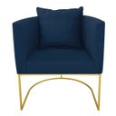 Ver imagem 3 de Kit 2 Poltronas Paola Suede Azul Marinho Base Metálica Dourado - D'Rossi