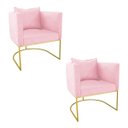 Ver imagem 1 de Kit 2 Poltronas Paola Suede Rosa Bebê Base Metálica Dourado - D'Rossi
