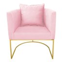Ver imagem 3 de Kit 2 Poltronas Paola Suede Rosa Bebê Base Metálica Dourado - D'Rossi