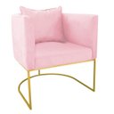 Ver imagem 2 de Kit 2 Poltronas Paola Suede Rosa Bebê Base Metálica Dourado - D'Rossi