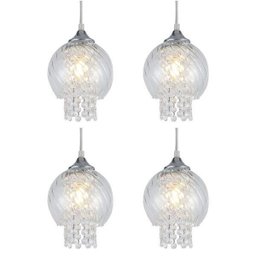 Kit 4 Lustre Pendente Cristal Vidro Transparente Alz28 - 1