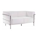 Ver imagem 2 de Sofá Le Corbusier Masculino 2 Lugares Inox Revestido em Couro Ecológico - Branco