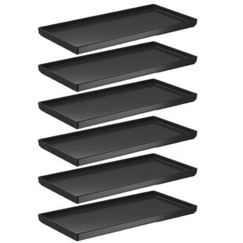 Jogo 6 Pratos Retangulares Pretos 27cm Servir Petiscos Comida Japonesa Bandeja Decorativa Uno Coza