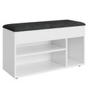 Ver imagem 1 de Sapateira Puff Baú 3 Nichos até 6 Pares Estofado Courvin Preto Branco