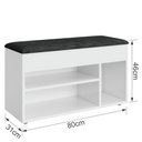 Ver imagem 2 de Sapateira Puff Baú 3 Nichos até 6 Pares Estofado Courvin Preto Branco