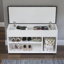 Ver imagem 3 de Sapateira Puff Baú 3 Nichos até 6 Pares Estofado Courvin Preto Branco