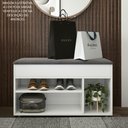 Ver imagem 4 de Sapateira Puff Baú 3 Nichos até 6 Pares Estofado Courvin Preto Branco