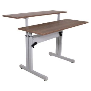 Mesa Ergonômica com Regulagem de Altura e Tampos 120x45 e 120x35cm - Amadeirado
