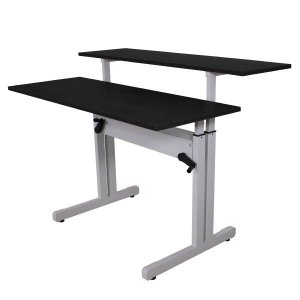 Mesa Ergonômica com Regulagem de Altura e Tampos 120x45 e 120x35cm - Preto