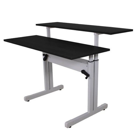 Mesa Ergonômica com Regulagem de Altura e Tampos 120x45 e 120x35cm - Preto