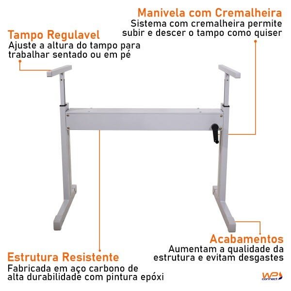 Mesa Altura Regulável Ergonômica para Home Office com Tampo 120x80 - Amadeirado - 6