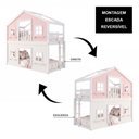 Ver imagem 4 de Beliche Montessoriano Solteiro Casinha Dos Sonhos Madeira Maciça Rosa Branco Megamobília