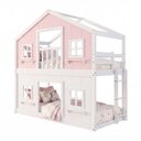 Ver imagem 5 de Beliche Montessoriano Solteiro Casinha Dos Sonhos Madeira Maciça Rosa Branco Megamobília