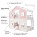 Ver imagem 6 de Beliche Montessoriano Solteiro Casinha Dos Sonhos Madeira Maciça Rosa Branco Megamobília