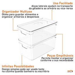 Organizador de Geladeira e Despensa 30x15x13cm com Tampa Acrílico - 4