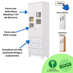 Quarto de Bebê Completo Berço Americano Guarda Roupa Uli 2 Portas Cômoda 4 Gavetas Uli - 8