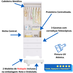 Quarto de Bebê Completo Berço Americano Guarda Roupa Uli 2 Portas Cômoda 4 Gavetas Uli - 9
