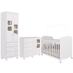 Quarto de Bebê Completo Berço Americano Guarda Roupa Uli 2 Portas Cômoda 4 Gavetas Uli - 3