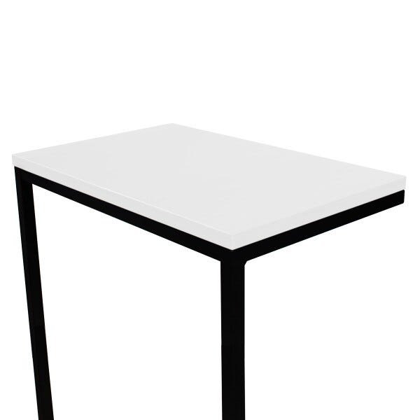 Mesa de Apoio Lateral para Sofá Aço Carbono e MDF 50x32cm - Branco - 3