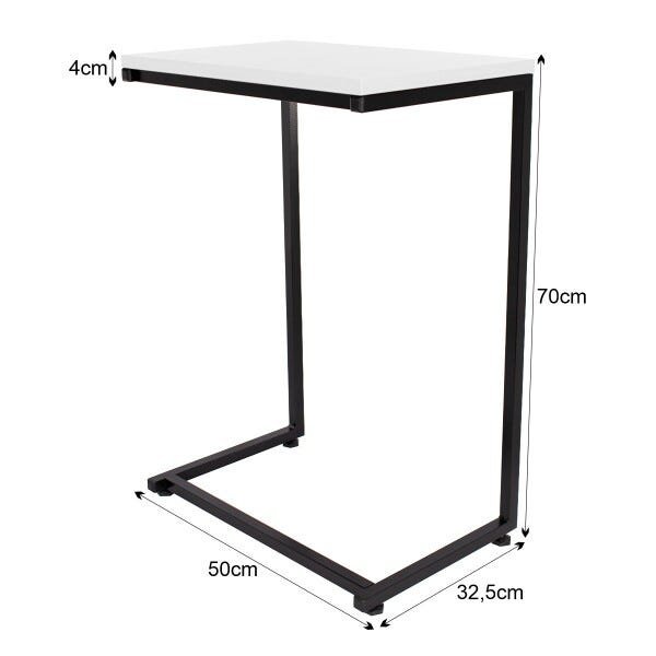 Mesa de Apoio Lateral para Sofá Aço Carbono e MDF 50x32cm - Branco - 5