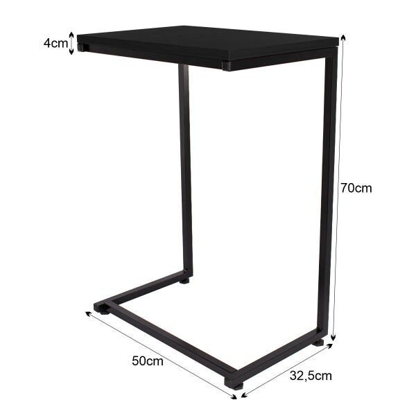 Mesa de Apoio Lateral para Sofá Aço Carbono e MDF 50x32cm - Preto - 5