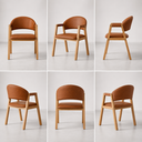 Ver imagem 4 de Conj Mesa Redonda 110cm 4 Cadeiras Madeira Sala Jantar Lara:Corino Caramelo