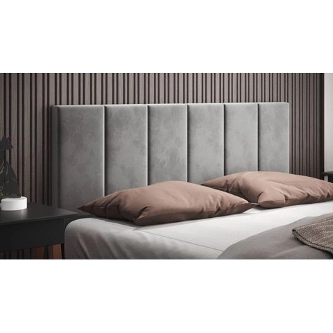 Cabeceira Almofadada para Cama Casal Box Suspensa Dubai 0,90 X 55 Cinza Suede