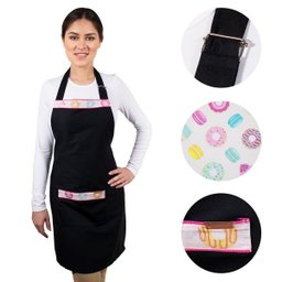 Avental de Cozinha com Bolso Corpo Inteiro Estampa Cupcake - Preto/Cupcakes - Único - 1