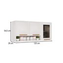 Ver imagem 4 de Armário Aéreo Cozinha 120 cm Rubi 3 Portas com Vidro Fumê Branco/Cinamomo - Pnr Móveis