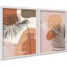 Kit 2 Quadros Decorativos Folhas Ramos Boho 33x24cm:moldura Branca - 2