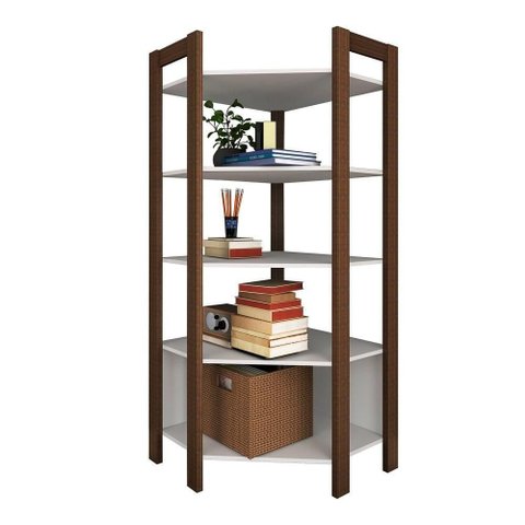 Estante de Canto Closet Multiuso 5 Prateleiras Az1020 Nogal-branco - Tecno Mobili