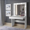 Ver imagem 3 de Penteadeira Camarim Romance com Espelho e LED 103 cm Branco Acetinado - Mavaular