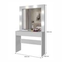 Ver mais imagens de Penteadeira Camarim Romance com Espelho e LED 103 cm Branco Acetinado - Mavaular