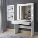 Ver imagem 2 de Penteadeira Camarim Romance com Espelho e LED 103 cm Branco Acetinado - Mavaular