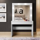 Ver imagem 5 de Penteadeira Camarim Romance com Espelho e LED 103 cm Branco Acetinado - Mavaular