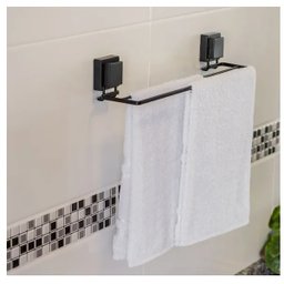 Toalheiro Duplo 45CM com Ventosas Preto Fosco Future - 3
