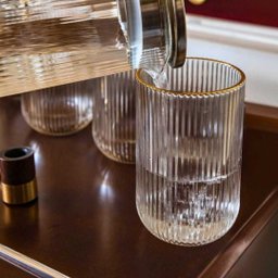 Jogo 6 Copos Versalhes Gold Vidro Filete Borda Dourada 420ml - Lehaví - 5