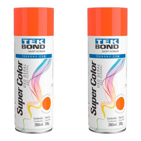 Kit 2 Tinta Spray Tek Bond Secagem Rápida Laranja 350ml