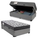 Ver imagem 1 de Cama Box Baú Solteiro Sintético + Colchão de Espuma D33 - Sereneprime - 88cm Cinza