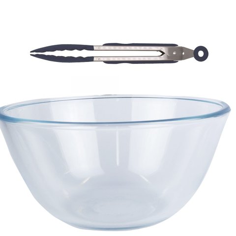 Saladeira em Vidro Borosilicato 2.5 L 23x10,5 com Pegador Utensilios do Chef