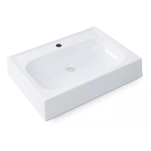 Cuba Pia de Apoio Branca Retangular para Banheiro Lavabo 39X53cm com Furos