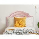 Ver imagem 5 de Cabeceira Solteiro Luxo 90x60 Veludo Rosê Tachas Prata