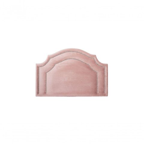 Cabeceira Solteiro Luxo 90x60 Veludo Rosê Tachas Prata