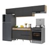 Armário de Cozinha Compacta 4 peças Lisboa Multimóveis MP2137 Rustic/Preto - 2