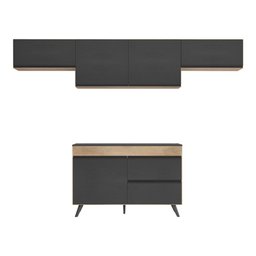 Armário de Cozinha Compacta 4 peças Lisboa Multimóveis MP2137 Rustic/Preto - 5 Armário de Cozinha Compacta 4 peças Lisboa Multimóveis MP2137 Rustic/Preto - 5