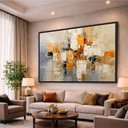 Ver imagem 2 de Quadro Abstrato Arte Moderna Tons Neutros e Quente 153x103