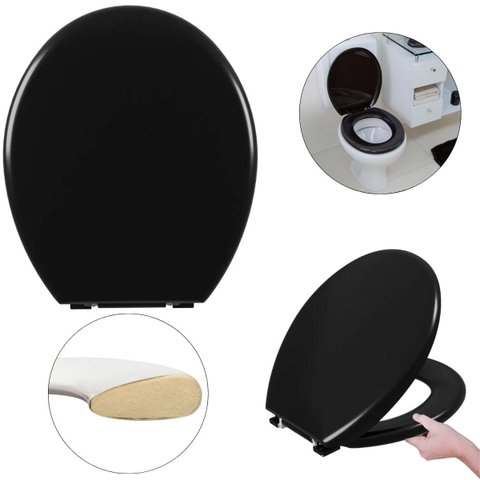 Assento Vaso Sanitário Tampa Oval Almofadado Preto | Astra