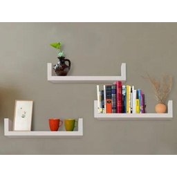 Prateleiras U MDF 70x20 Nicho Livros Vasos Fotos Jogos 3Un - 1