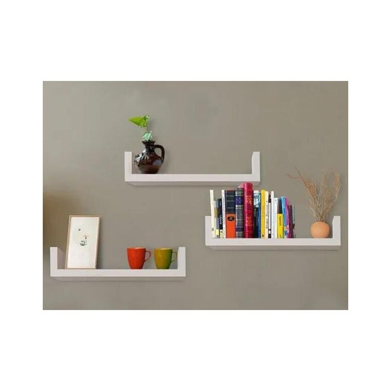 Prateleiras U MDF 70x20 Nicho Livros Vasos Fotos Jogos 3Un