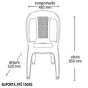 Ver imagem 5 de Mesa Quadrada Plástico Desmontável 90cm Preta + 4 Cadeiras Vime